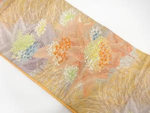 草花模様織り出し　袋帯